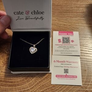 Cate And Chloe Nwot Silver Heart Pendant Necklace And Warrenty